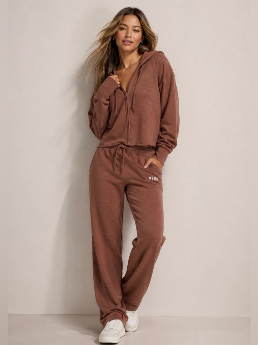 🇺🇸Firm Price🇺🇸PINK SUMMER LOUNGE COTTON ZIP-UP HOODIE